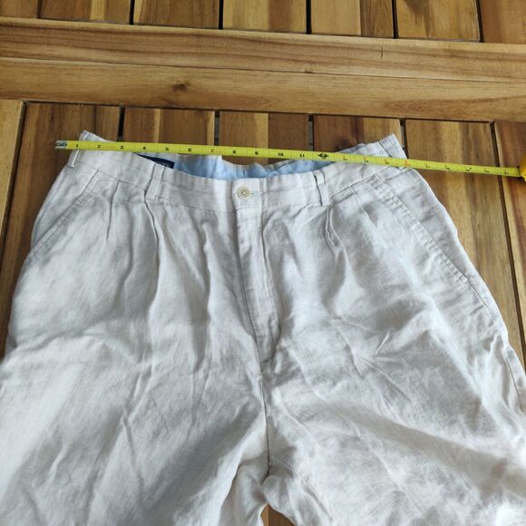 Lands' End Men's Linen Shorts Size 35 Regular Tan Pleated Front. - Picture 5 of 7